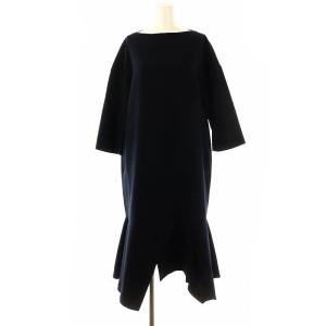 ダブルクロスアシンメトリーワンピース ロング 36 ネイビー /DO OS