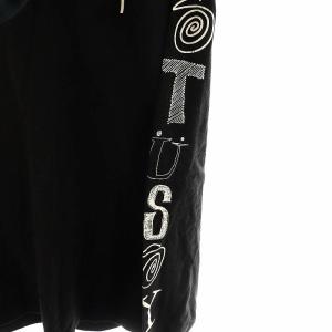 STUSSY ロングTシャツ 袖ロゴプリント 長袖 M ブラック