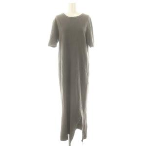 Li/co マキシドレス ワンピース ロング 五分袖 リネン グレー /DO OS