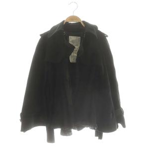 ウール ニット ドッキング ポンチョ ジャケット 1 ブラック /DF OS