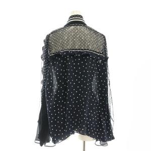 sacai ドット フリル ブラウス 1 ネイビー ホワイト