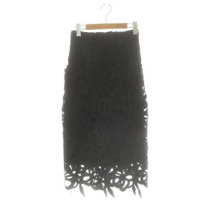 リボンレーススカート ロング タイト 36 ブラック