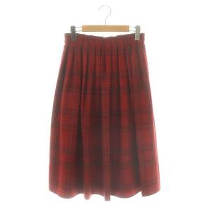 aranciato別注 エラスティック チェック タックスカート フレア ウール I42 赤 /MI OS