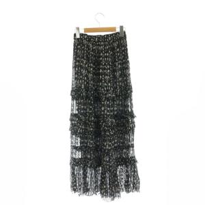 ISABEL MARANT ETOILE フラワーティアードロングスカート マキシ丈 34 ブラック マルチカラー /DF OS
