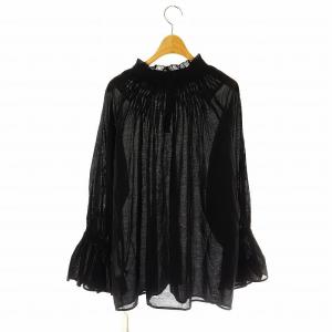 Spick&Span 23AW コットンボイルタックフリルブラウス 長袖 黒