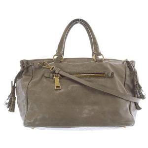 PRADA レザー 三角プレート 2WAY ハンドバッグ ブラウン BN1921