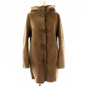 ムートンコート ダッフルコート フード 羊革 S モカグレー /ES OS