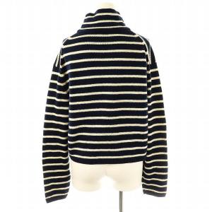 Theory 23AW CLEAN COTTONCASH CROPPED ST PO プルオーバー ニット セーター ボーダー S ネイビー
