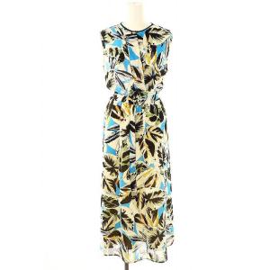 22SS リーフプリントスキッパーノースリーブワンピース ロング 2 マルチカラー /DO OS