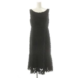 オーガン刺繍ドレス ロング ノースリーブ 36 黒 /HK OS