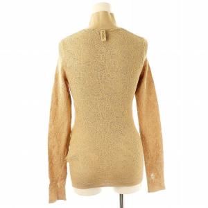 FENDI ロゴ刺繍ふくれジャガードタートルニット 40 ベージュ FZXA37