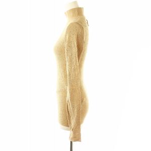 FENDI ロゴ刺繍ふくれジャガードタートルニット 40 ベージュ FZXA37