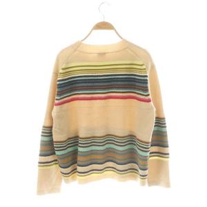 PS Paul Smith ウールコットンマルチボーダーニット プルオーバー セーター 長袖 M ベージュ マルチカラー /DF OS