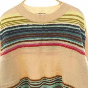 PS Paul Smith ウールコットンマルチボーダーニット プルオーバー セーター 長袖 M ベージュ マルチカラー /DF OS