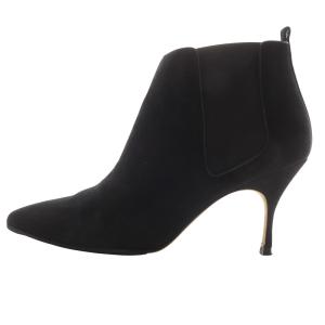 MANOLO BLAHNIK スエード ポインテッドトゥ ブーティ ピンヒール 38 25cm 黒 ブラック /SR12