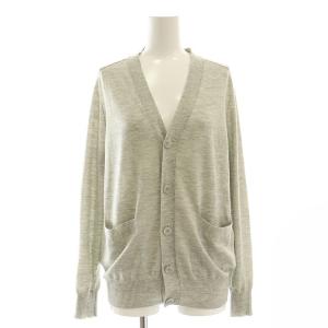 18G天竺編みカーディガン ニット Vネック カシミヤ混 シルク混 2 グレー /DO OS