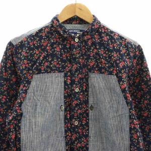 JUNYA WATANABE コムデギャルソンマン COMME des GARCONS MAN AD2011 花柄切替長袖シャツ M