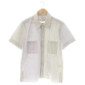 シアサッカー半袖シャツ ストライプ グレー ネイビー ホワイト