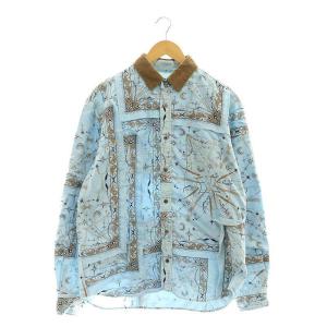 ×Drwoo バンダナ柄切替コーデュロイシャツ 2 ライトブルー 20-02335