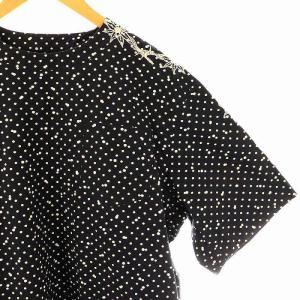 sacai × ドクターウー Drwoo ドット柄トップス カットソー 半袖 刺繍 3 ブラック ホワイト 19-01954