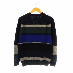 sacai 太ボーダーVネックニットカーディガン 長袖 2 マルチカラー 17-01216M /DO OS AD