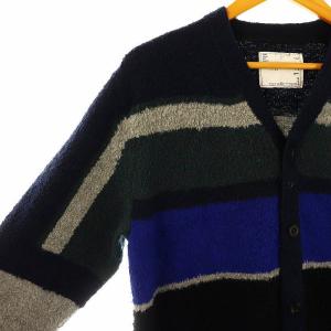 sacai 太ボーダーVネックニットカーディガン 長袖 2 マルチカラー 17-01216M /DO OS AD