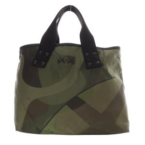 KAWS 21-0255Sミディアムトートバッグ カモフラ ナイロン カーキ