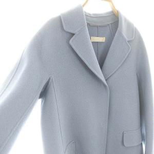 S Max Mara cucito a mano ヴァージンウールダブルフェイスコート 36 ライトブルー
