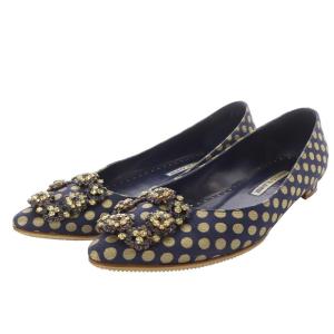 ハンギシ パンプス ドット柄 35 ネイビー