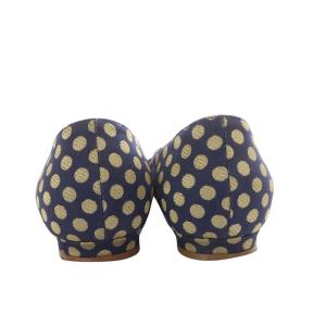 MANOLO BLAHNIK ハンギシ パンプス ドット柄 35 ネイビー