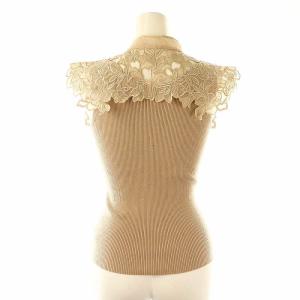 SNIDEL 24SS レースカラーノースリニット リブ ボウタイ F ベージュ