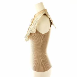 SNIDEL 24SS レースカラーノースリニット リブ ボウタイ F ベージュ