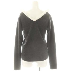 CLANE 24AW FRILL V NECK KNIT TOPS ニット セーター フリル 長袖 2 チャコールグレー