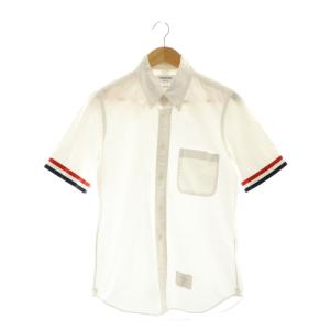 Striped short-sleeved shirt シャツ ボタンダウン 半袖 1 ホワイト レッド ブラック MWS245