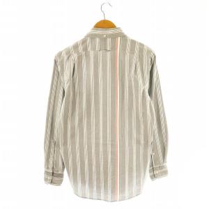 THOM BROWNE MWL272 ストライプ ボタンダウンシャツ 長袖 1 グレー 白 赤