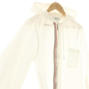 THOM BROWNE Oxford Hooded Zip-front Shirt 1 ホワイト
