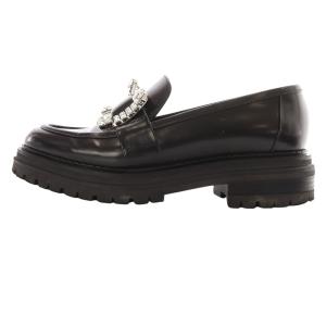 Sergio Rossi SR PRINCE ビジューバックル ローファー 39.5 ブラック