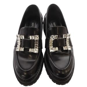 Sergio Rossi SR PRINCE ビジューバックル ローファー 39.5 ブラック