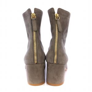 Gianvito Rossi ショートブーツ チャンキーヒール バックジップ スエード 39 グレー /BM OF