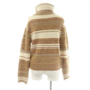 SEE BY CHLOE ハイネック ボーダー ラメ ニット セーター モヘヤ混 XS 茶 白 ピンク ゴールド色 シルバー色 /MI