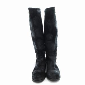 JIMMY CHOO ロングブーツ サイドジップ ラウンドトゥ 35.5 黒 ブラック /UO