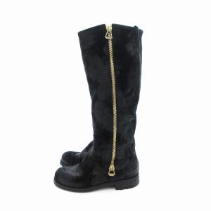 JIMMY CHOO ロングブーツ サイドジップ ラウンドトゥ 35.5 黒 ブラック /UO