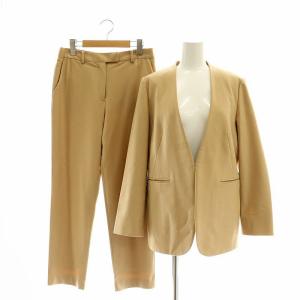 セットアップ 上下 スーパーファインウールサキソニー ノーカラージャケット シガレットパンツ テーパード