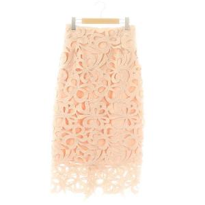 リボンレースタイトスカート ロング 38 ピンク