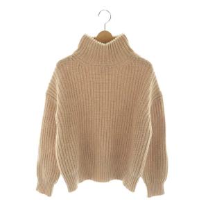 パールネックタートルニット セーター ウール S ベージュ /MI OS