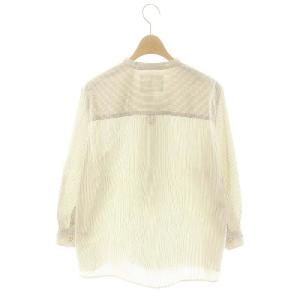 MHL. GRAPHIC COTTON STRIPE ストライプシャツ 長袖 バンドカラー 1 オフホワイト ブラック