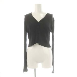 24SS V Neck Cropped カーディガン ニット クロップド シルク混 ブラック /ES OS