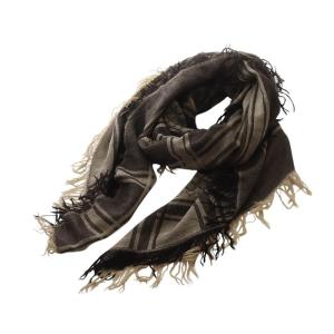 ストール マフラー GG柄 シルク混 フリンジ ベージュ ブラウン /YO5 OH