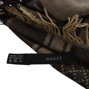 GUCCI ストール マフラー GG柄 シルク混 フリンジ ベージュ ブラウン /YO5 OH