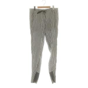 シルク ストライプパンツ テーパード 36 黒 白 /MI OS